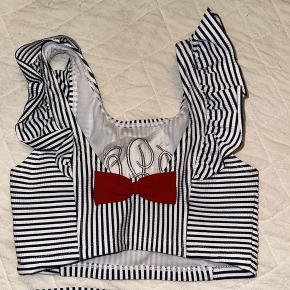 RUFFLE BUTTS Seersucker Waterfall Tankini Swim Suit Girls Size 8 - Picture 7 of 8